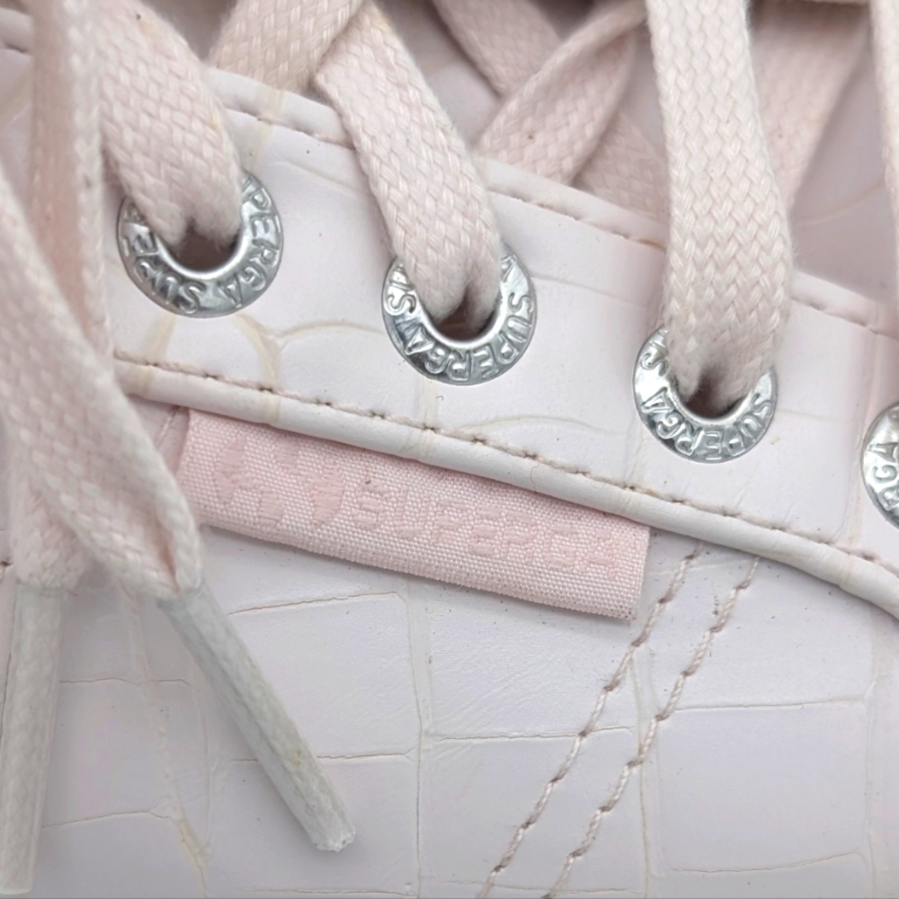 Superga Soft Pink Croc Style Lace-Up Sneakers - Picture 4 of 8